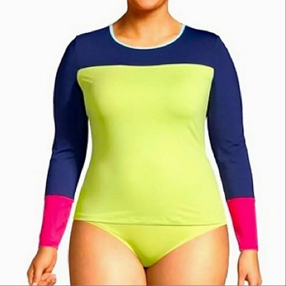 Women's Crew Neck Long Sleeve Rash Guard UPF 50 Sun Protection Modest Swim Tee - Picture 3 of 13